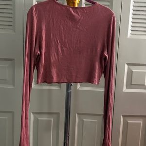 Large Asos Pink Cropped Long Sleeve T-shirt